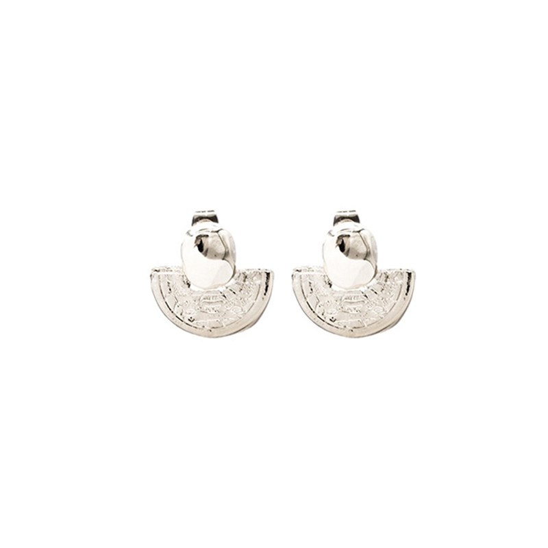 Boucles d'oreilles puces mini médailles Magnolia plaqué argent CXC