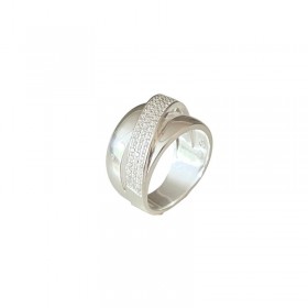 Bague anneaux rubans lisses et zircons - argent Canyon