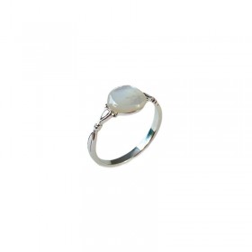 Bague fine nacre blanche ronde - argent CANYON