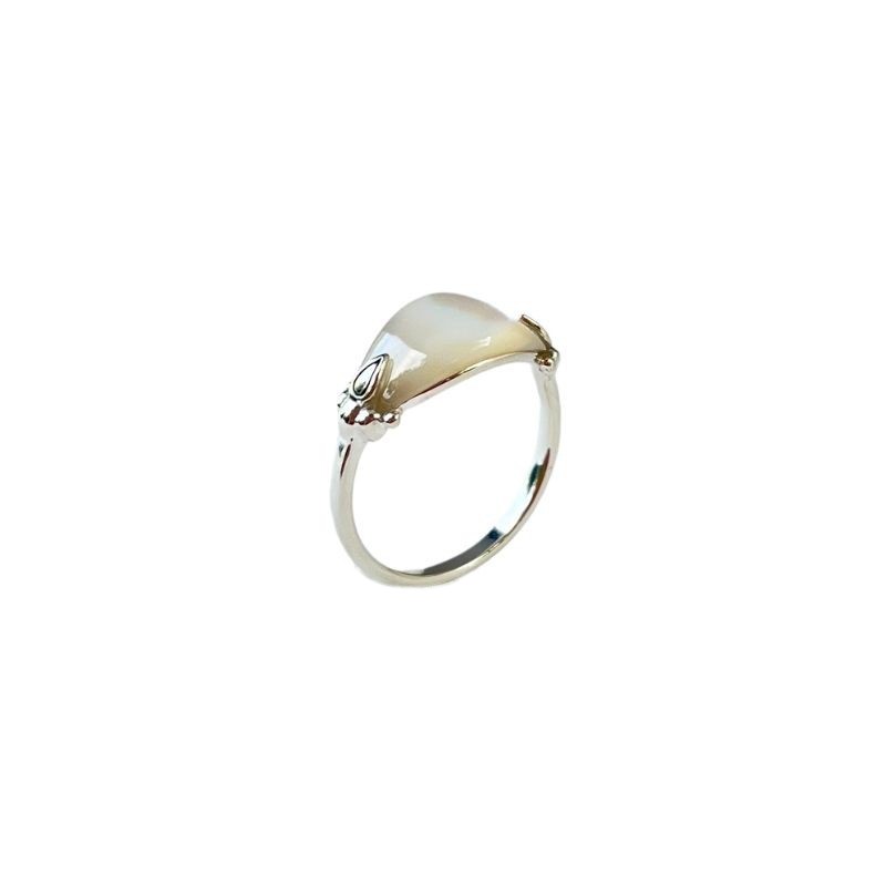 Bague ancienne nacre blanche en ovale - argent CANYON