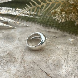 Bague anneaux bombés et zircons - argent TAILLE 52