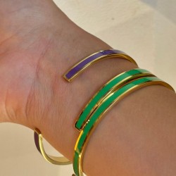 Bracelet jonc ouvert BANGLE vert doré - simply green