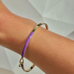 Bracelet jonc fermé fin Lily violet doré - deep purple