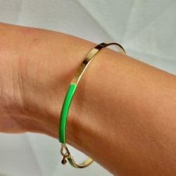 Bracelet jonc fermé fin Lily vert doré - simply green