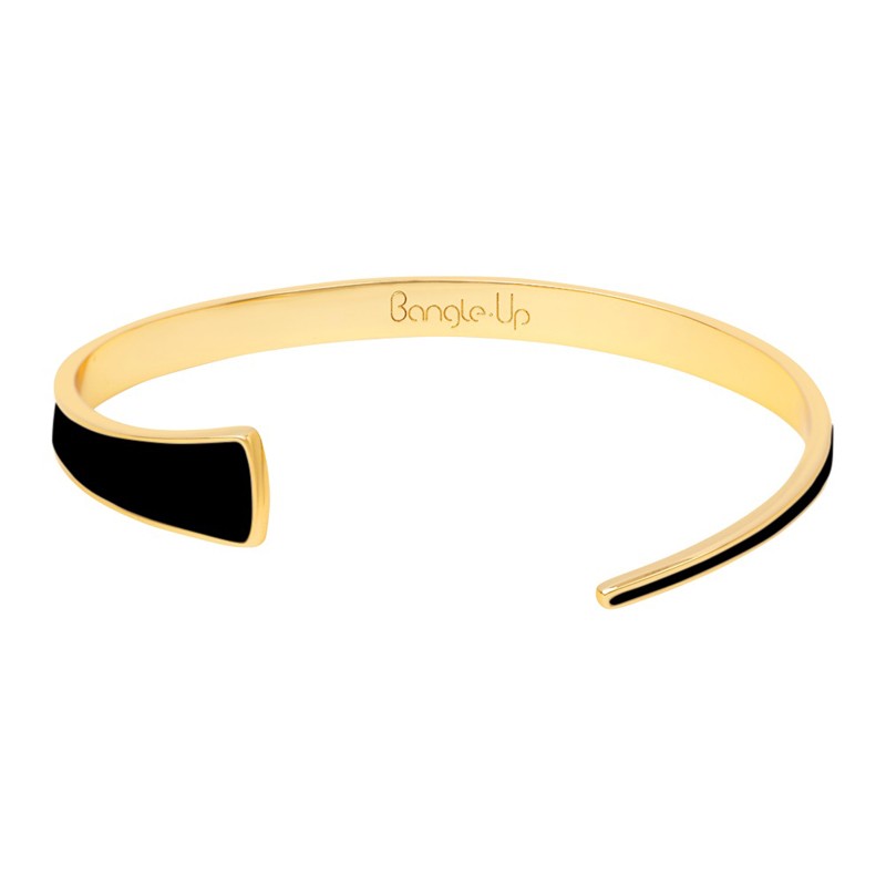 Bracelet jonc ouvert TARA noir doré