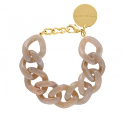 Bracelet FLAT CHAIN BIANCONE MARBLE Doré, Gros Maillons beige - VANESSA BARONI