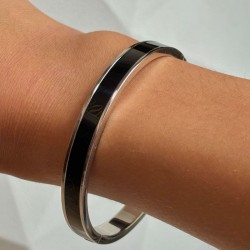 Bracelet jonc fermé BANGLE noir argent - Rhodium TAILLE Taille 1