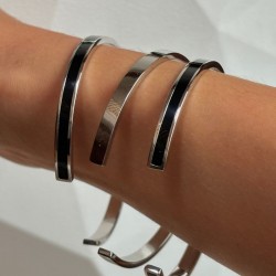 Bracelet jonc ouvert BANGLE argent noir - Rhodium