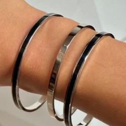 Bracelet jonc ouvert BANGLE argent noir - Rhodium