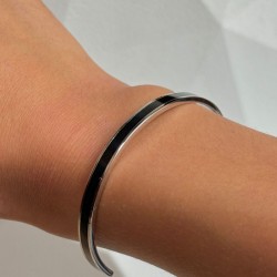 Bracelet jonc ouvert BANGLE argent noir - Rhodium