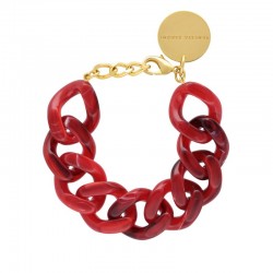 Bracelet FLAT CHAIN RED MARBLE Doré, Gros Maillons rouge - VANESSA BARONI