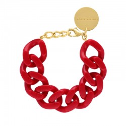 Bracelet FLAT CHAIN SCARLET RED Doré, Gros Maillons rouge - VANESSA BARONI