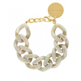 Bracelet FLAT CHAIN SNOW GREEN MARBLE Doré, Gros Maillons vert - VANESSA BORONI