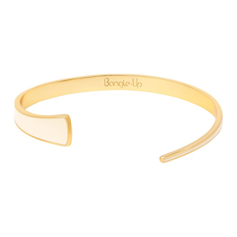 Bracelet jonc ouvert TARA blanc sable doré BANGLE UP