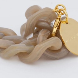 Bracelet MINI-FLAT CHAIN BIANCONE MARBLE Doré, Maillons beige