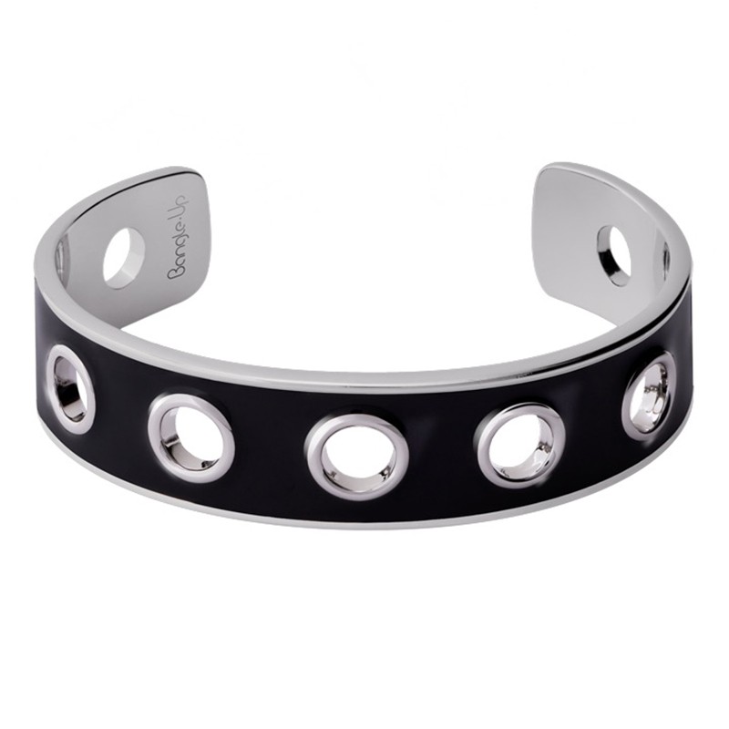 Bracelet oeillets EYELET noir argent