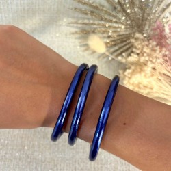 Bracelet Jonc BOUDDHISTE Bleu nuit épais TAILLE L