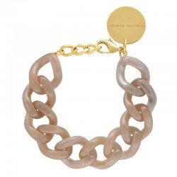 Bracelet MINI-FLAT CHAIN BIANCONE MARBLE Doré, Maillons beige