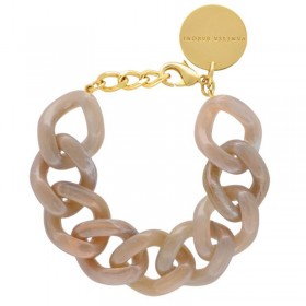 Bracelet FLAT CHAIN BIANCONE MARBLE Doré, Gros Maillons beige VANESSA BARONI