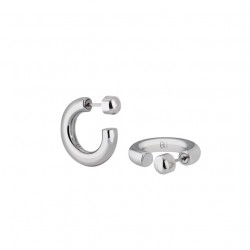 Boucles d'oreilles mini créoles inversées AN-O Rhodium BANGLE UP