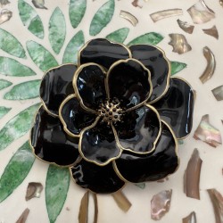 Broche & Pendentif 3D PEONY - Fleur noir doré