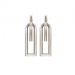 Boucles d'oreilles rectangulaires arrondies Magnolia plaqué argent - CXC