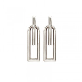 Boucles d'oreilles rectangulaires arrondies Magnolia plaqué argent - CXC