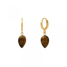 Boucles d'oreilles dormeuses ARIZONA DREAM Or - Feuille Oeil de Tigre - SATELLITE