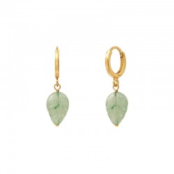 Boucles d'oreilles dormeuses ARIZONA DREAM Or - Feuille Vert Aventurine - SATELLITE