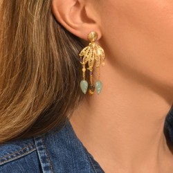 Boucles d'oreilles ARIZONA DREAM Or - Aventurines & Oeil de Tigre