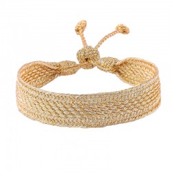 Bracelet ajustable MAXI IZY Gold - fils d'or tressés dorés